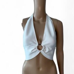White halter crop top new
